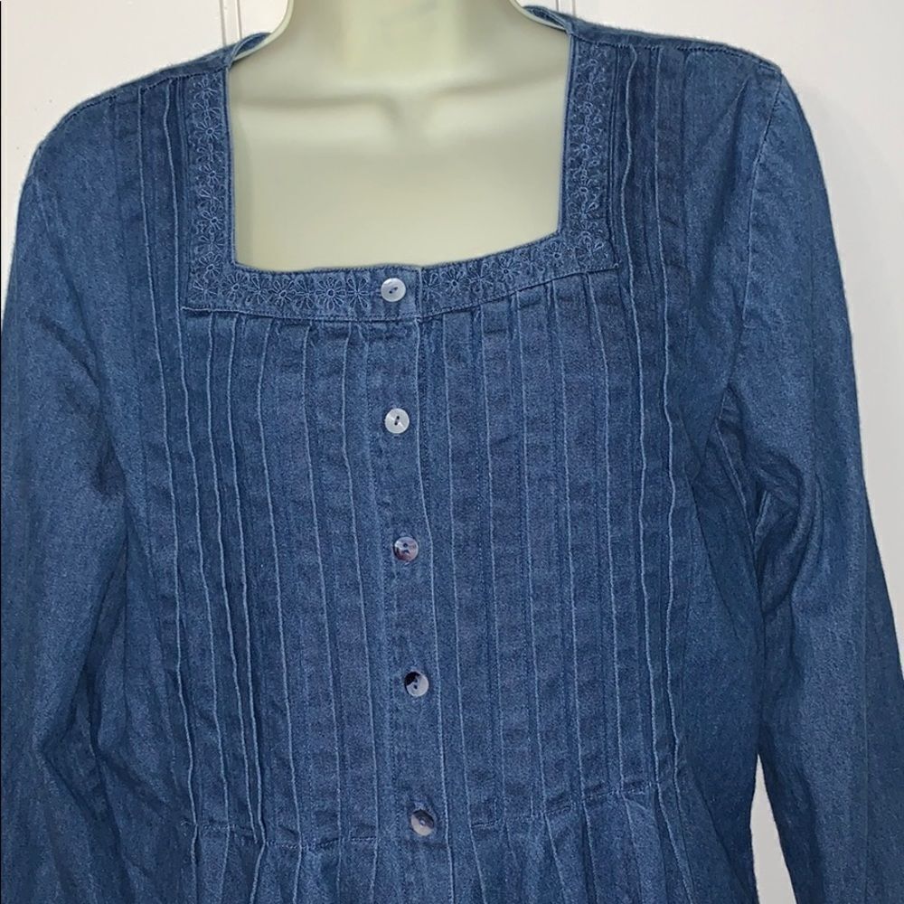 Vtg 90s Robbie Bee pleated bodice denim dress‎ - Picture 4 of 8
